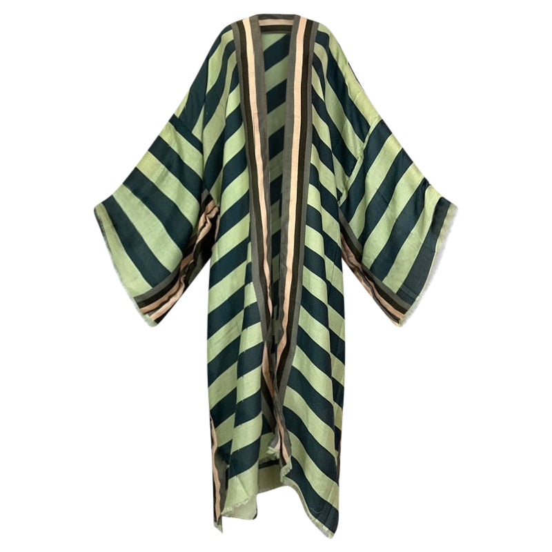 Striped Kimono Cardigan – Timeless Chic Open Front Cover Up